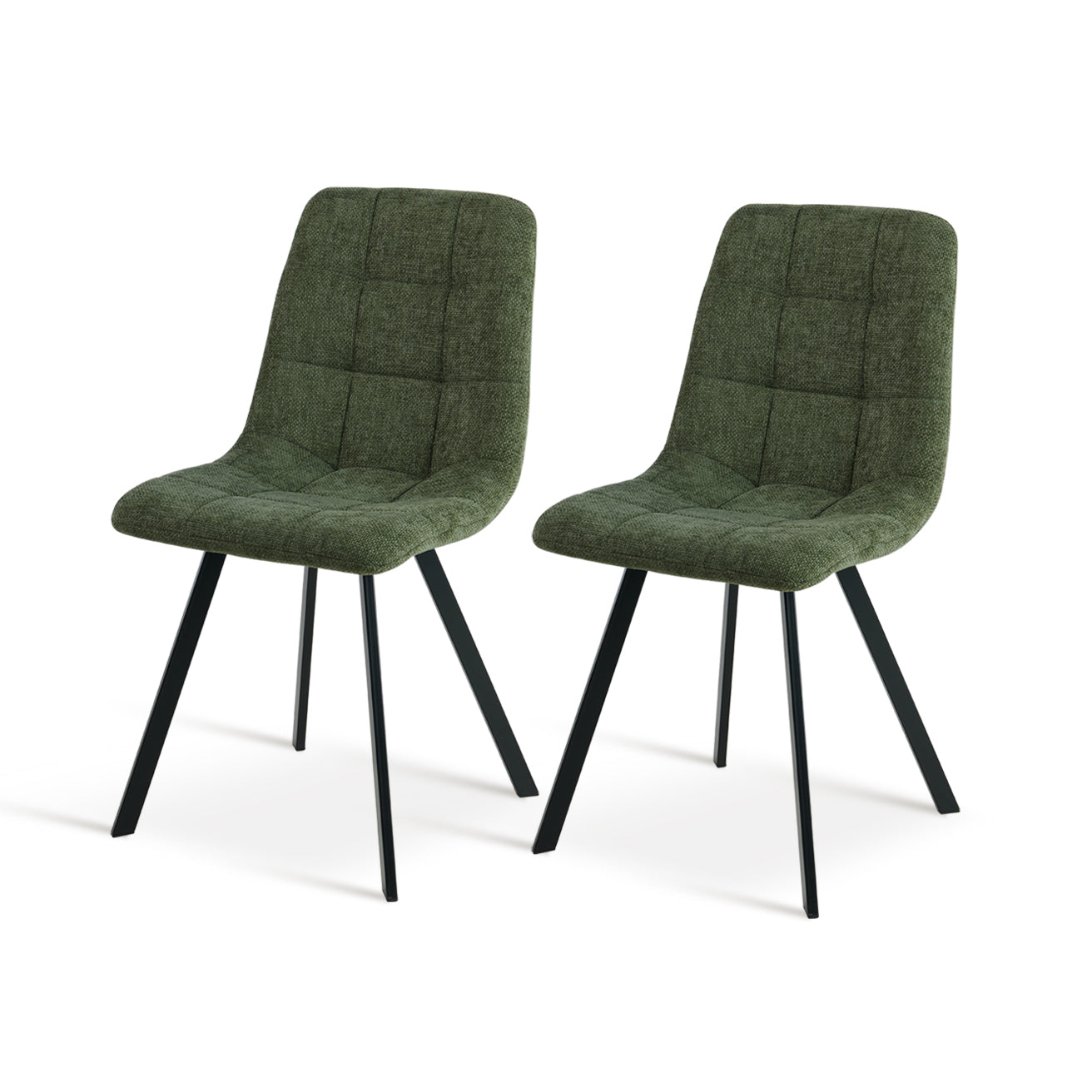 Close-up del tapizado en lino beige de la silla Aoife, con costuras cuadradas y tejido resistente