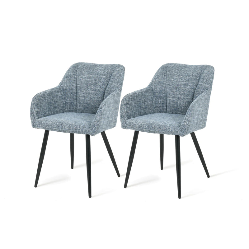 Sillón acolchado Sienna Garden de OFCASA con estructura metálica negra y cojines grises, perfecto para terrazas y comedores,Sillón de exterior Sienna en un patio moderno, muestra diseño ergonómico y tejido resistente a la intemperie