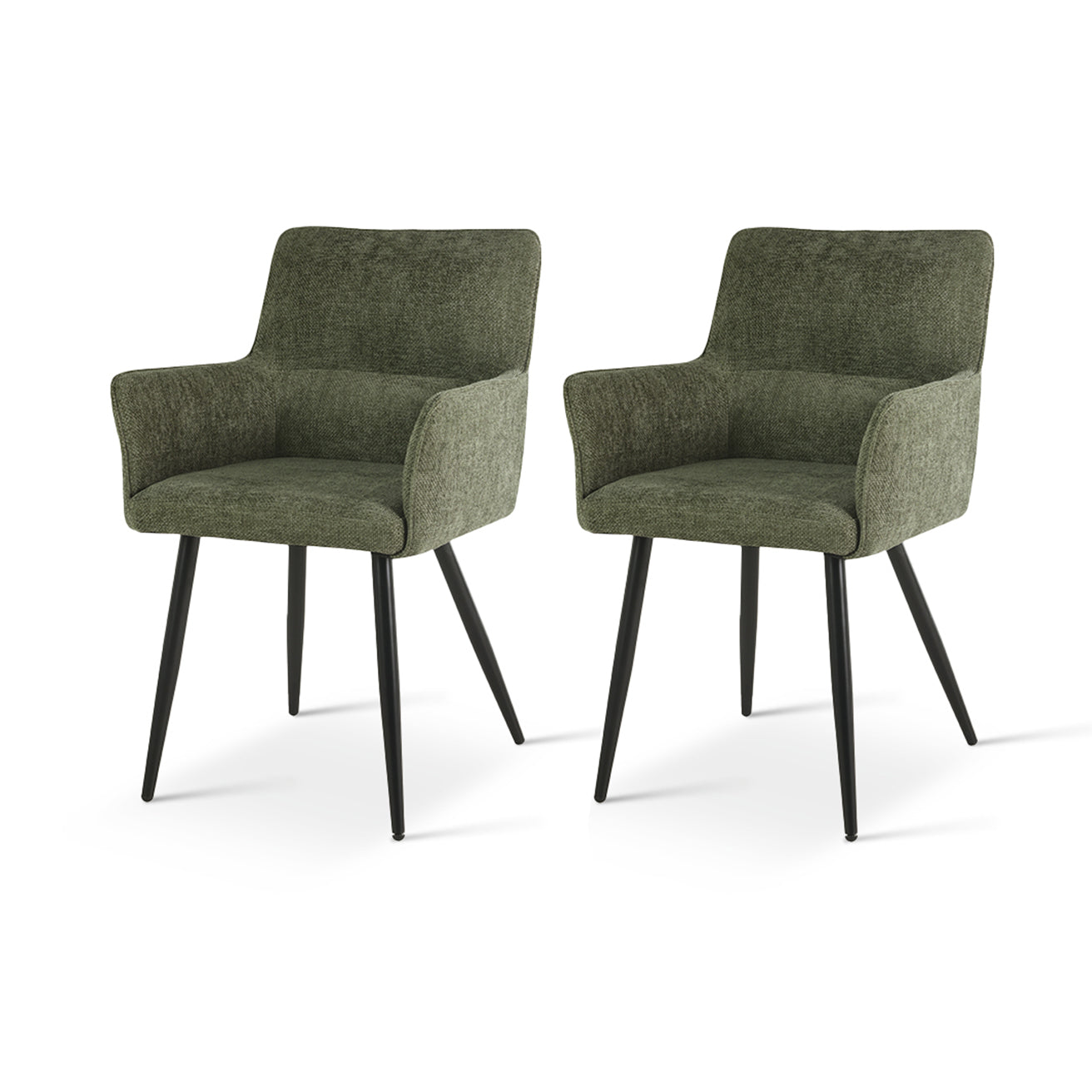 Sillón comedor tapizado en lino beige con estructura de madera y brazos acolchados, ideal para comedores modernos