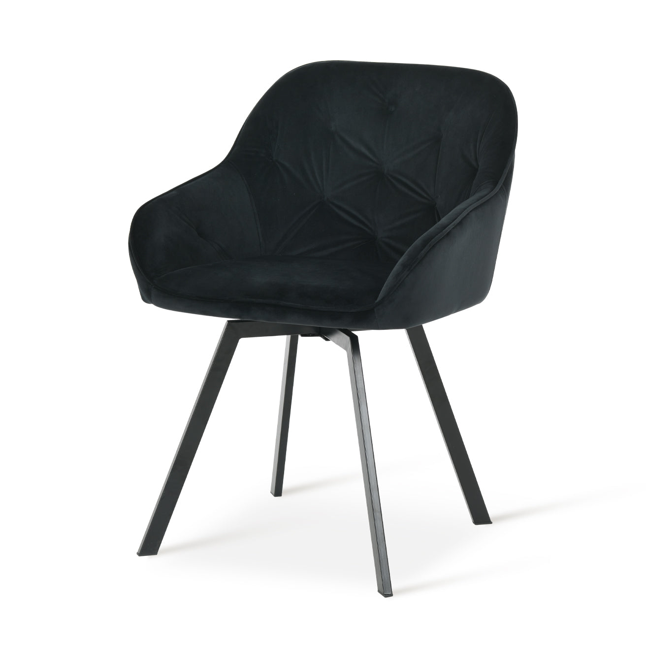 Versión en color gris oscuro de la silla de comedor giratoria Keaton, combinando con muebles de estilo industrial
