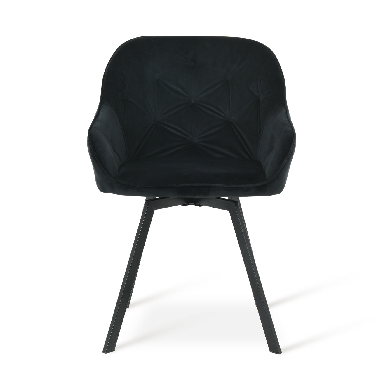 Versión en color gris oscuro de la silla de comedor giratoria Keaton, combinando con muebles de estilo industrial