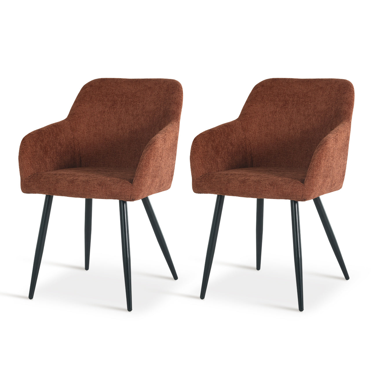 Silla de comedor Frazer con reposabrazos, tapizada en lino beige y estructura de metal negro, perfecta para comedores modernos