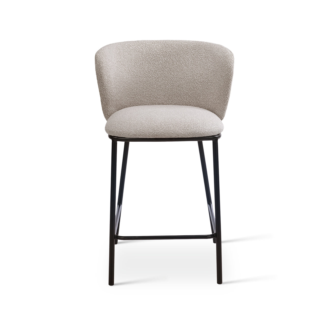 Taburete de bar Karin con respaldo curvado y acolchado suave, perfecto para brunchs y reuniones