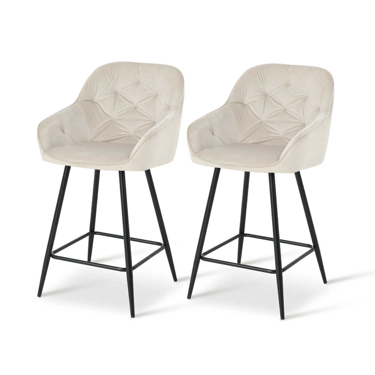Taburete de barra Keaton en gris con estructura de acero negro, ideal para islas de cocina modernas – OFCASA