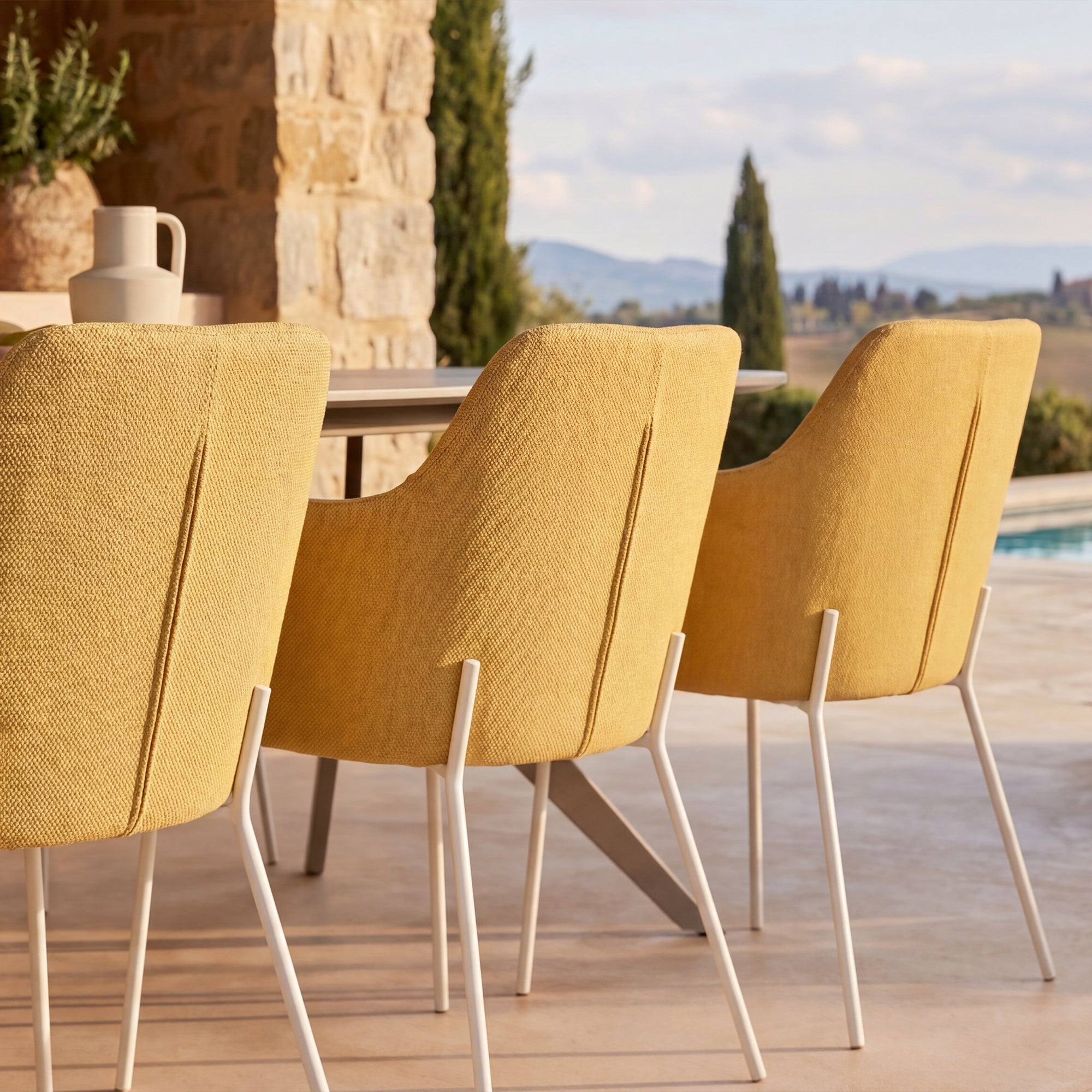 Silla de comedor con reposabrazos Dahlia [Juego de 2] [Tejido efecto lino]