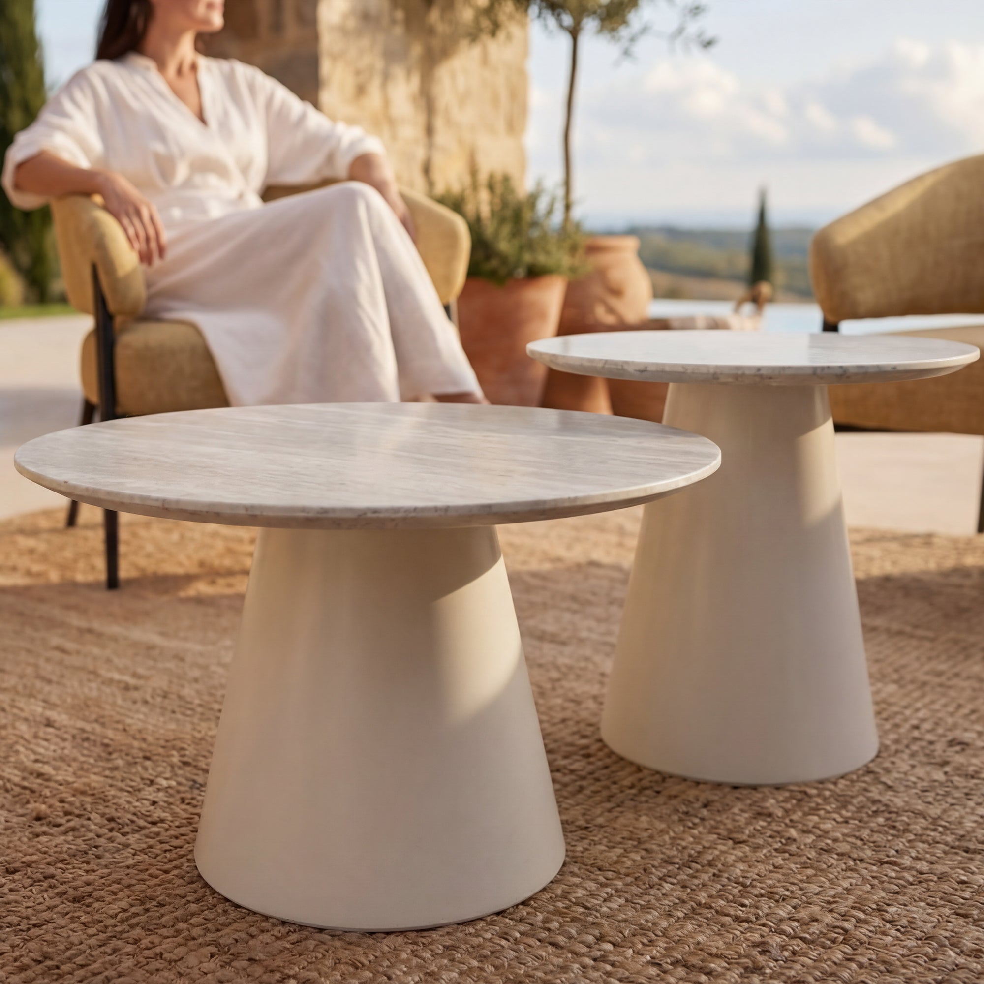 Juego de mesa de centro Tottie [Travertino] [45 cm] [60 cm]