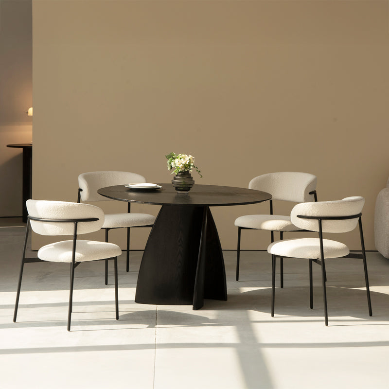 Mesa de salón con pesebre redondo Gemma y 4 Sillas de Comedor Zahra [Conjunto de Comedor]