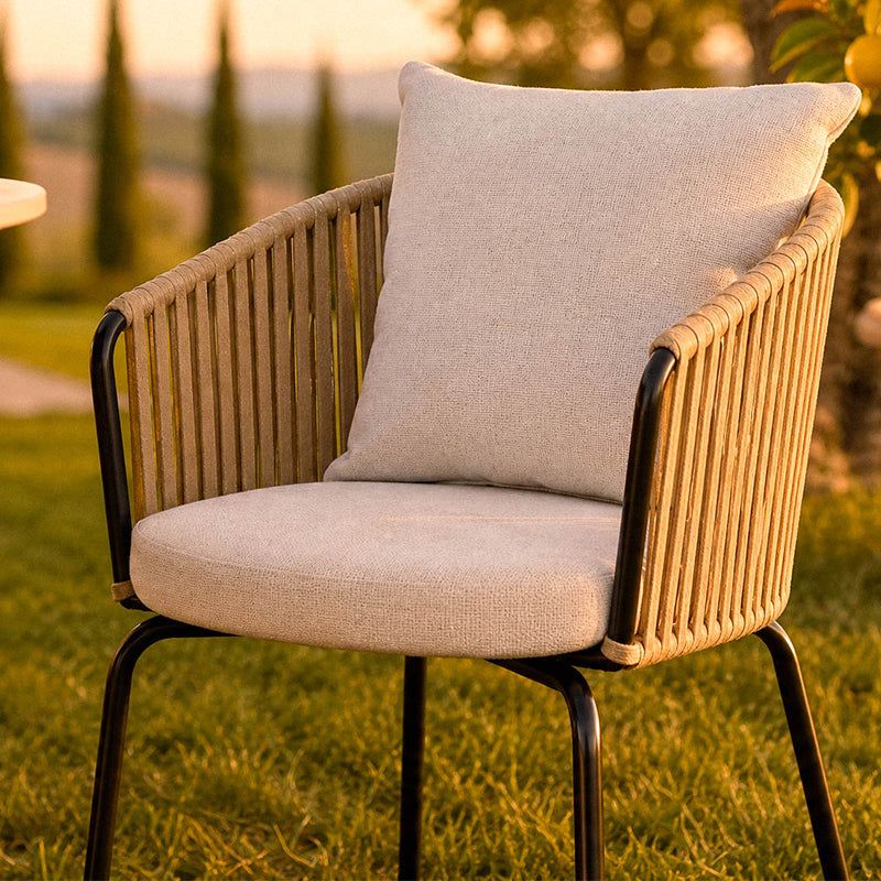 Silla de jardín con reposabrazos Louisa [Lote de 1] [Tejido efecto lino]
