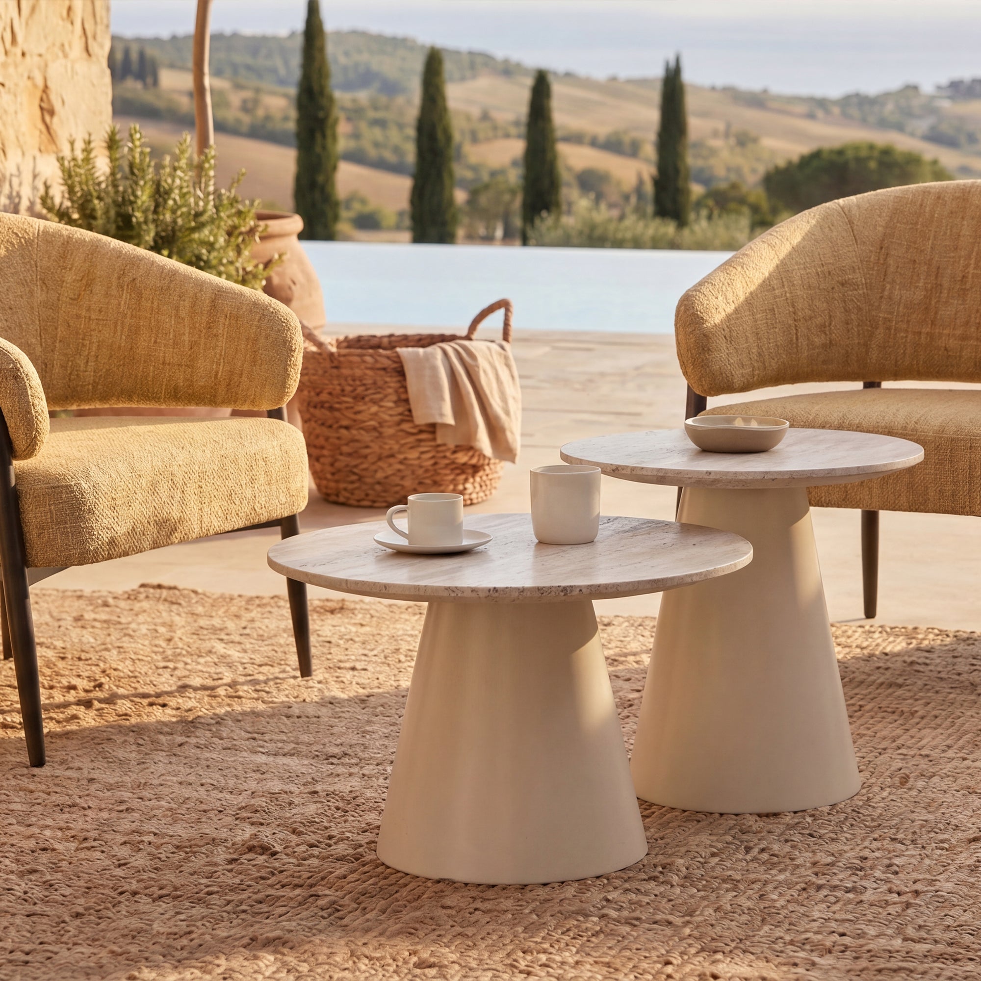 Juego de mesa de centro Tottie [Travertino] [45 cm] [60 cm]