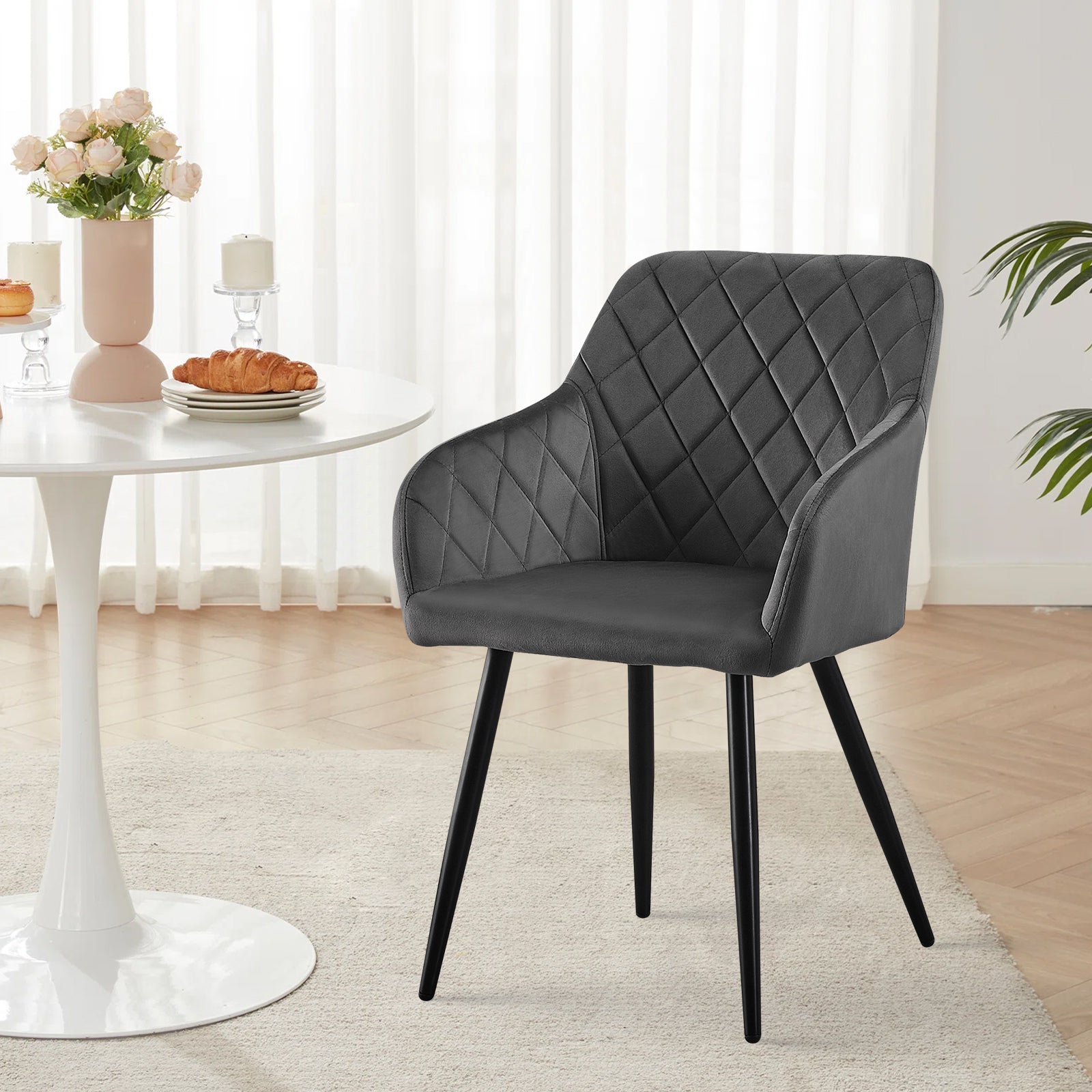 Sillón Frazer Sleek [Juego de 2] [Negro] [Terciopelo]