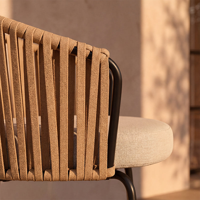 Taburete exterior Louisa en efecto lino con reposabrazos 65cm [Lote de 2]