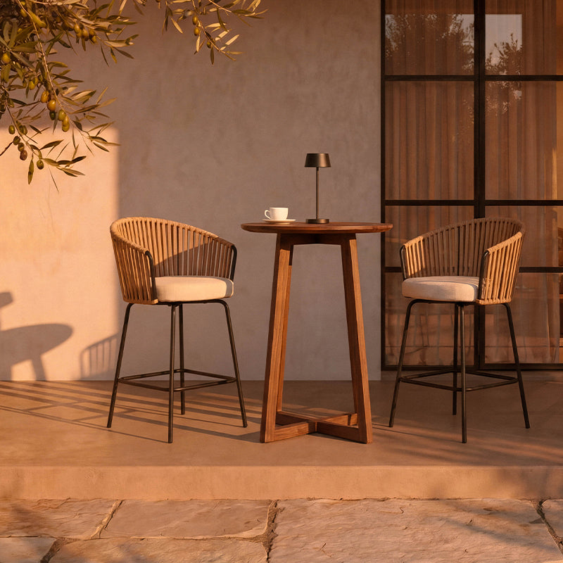 Taburete exterior Louisa en efecto lino con reposabrazos 65cm [Lote de 2]