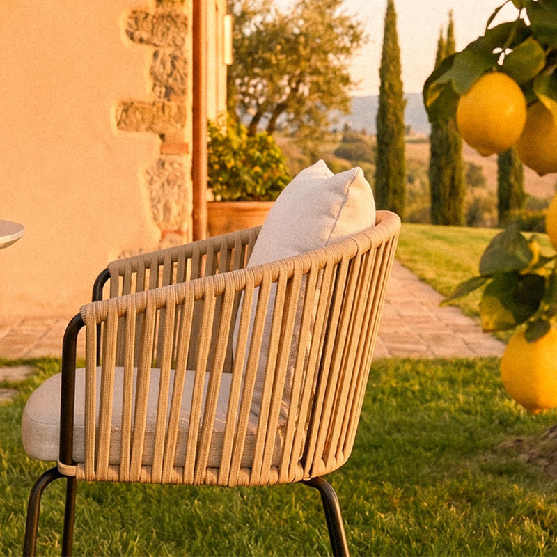 Silla de jardín con reposabrazos Louisa [Lote de 1] [Tejido efecto lino]