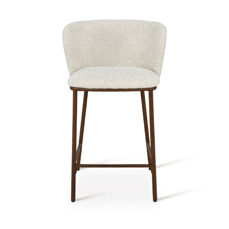 Taburete de bar Karin [Juego de 2] [Tejido bouclette y lino] [65 cm]