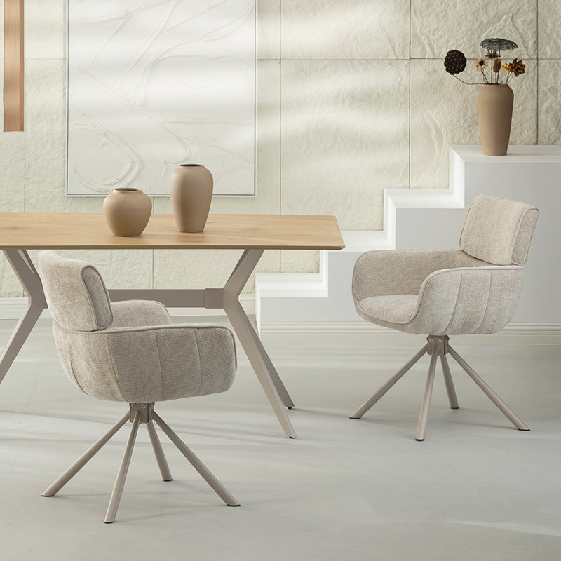 Silla con reposabrazos Elara [juego de 2] [Chenille] [placa giratoria de 360 grados]
