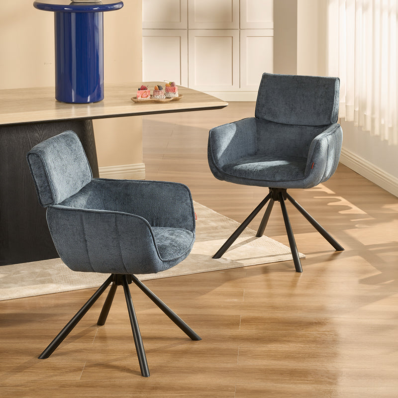 Silla de comedor con reposabrazos giratoria a 360° Elara [juego de 2] [Chenilla]