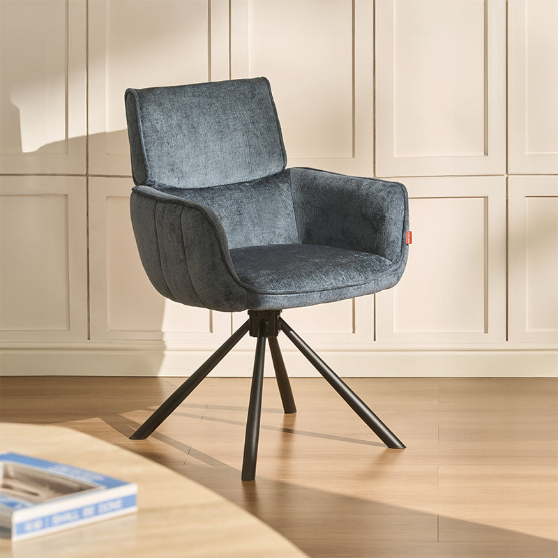Silla de comedor con reposabrazos giratoria a 360° Elara [juego de 2] [Chenilla]