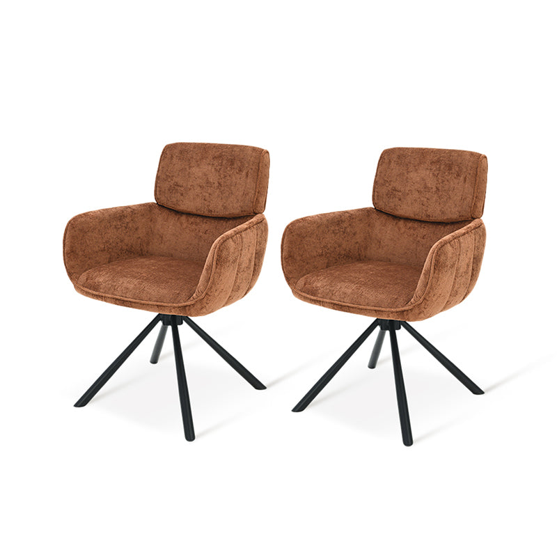 Silla con reposabrazos Elara [juego de 2] [Chenille] [placa giratoria de 360 grados]