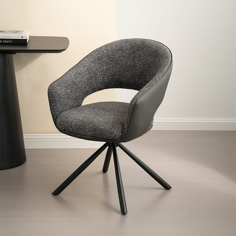 Sillón de Comedor Giratorio 180° Bronwyn [Juego de 2] [Tejido de lino & Simil cuero]