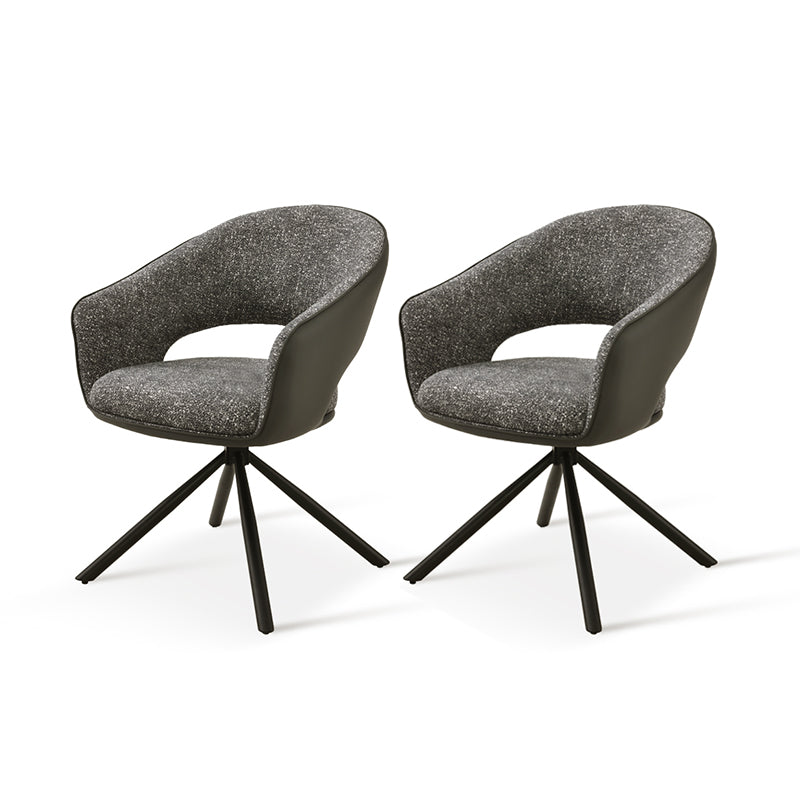 Sillón de Comedor Giratorio 180° Bronwyn [Juego de 2] [Tejido de lino & Simil cuero]