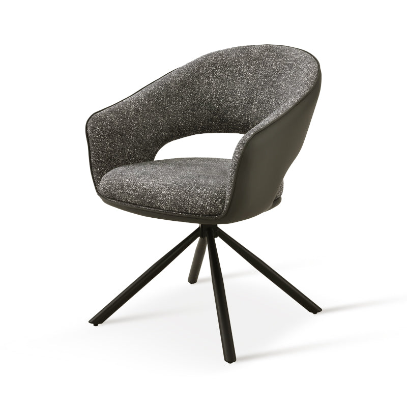Sillón de Comedor Giratorio 180° Bronwyn [Juego de 2] [Tejido de lino & Simil cuero]