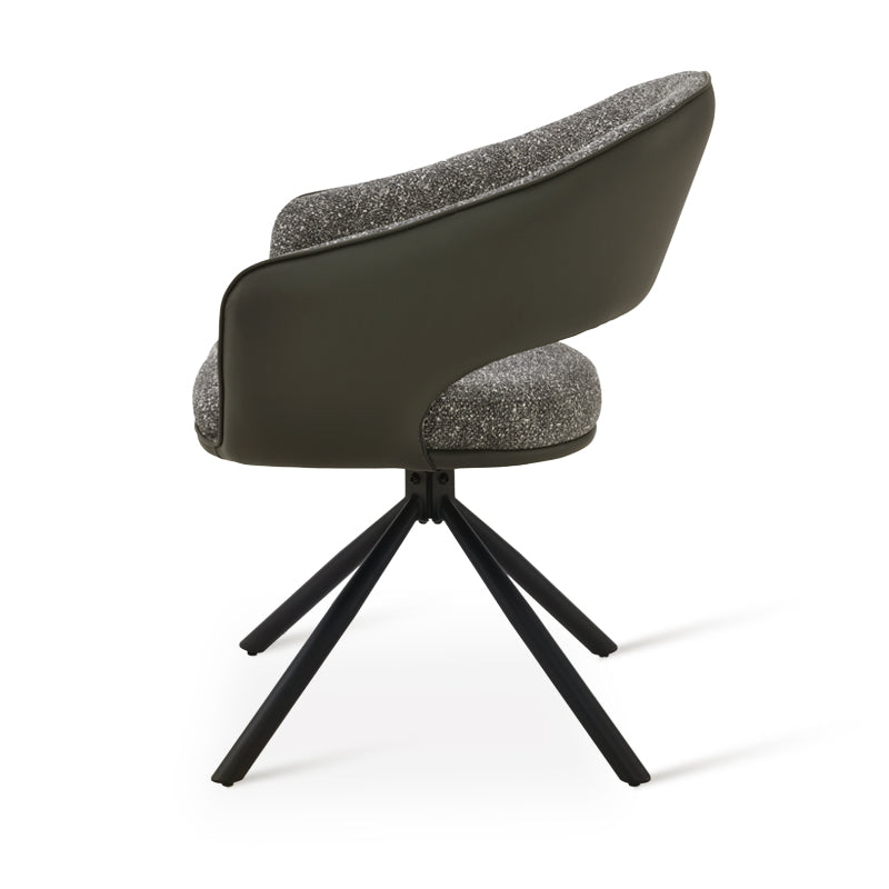Sillón de Comedor Giratorio 180° Bronwyn [Juego de 2] [Tejido de lino & Simil cuero]