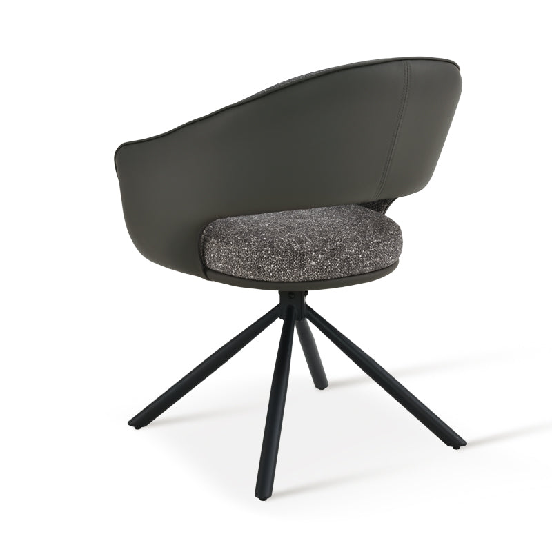 Sillón de Comedor Giratorio 180° Bronwyn [Juego de 2] [Tejido de lino & Simil cuero]