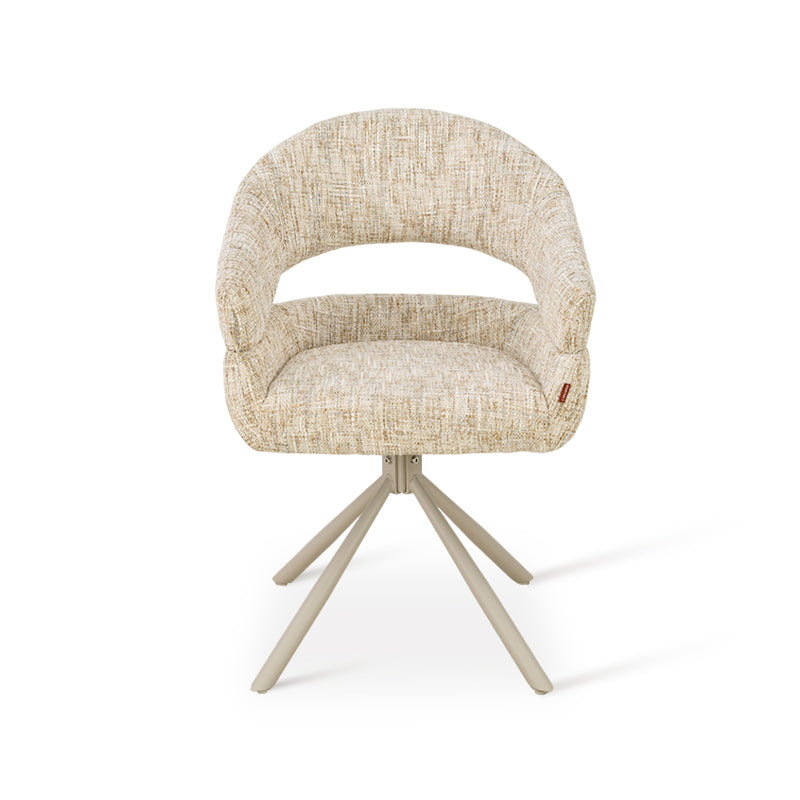 Silla de comedor con reposabrazos giratoria a 360° Briar [Juego de 1] [Tejido efecto lino]