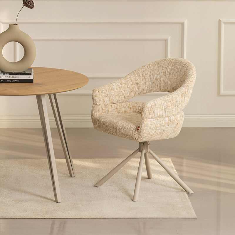 Silla de comedor con reposabrazos giratoria a 360° Briar [Juego de 1] [Tejido efecto lino]