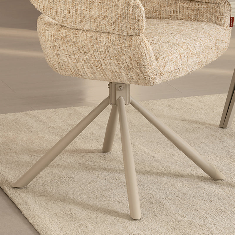 Silla de comedor con reposabrazos giratoria a 360° Briar [Juego de 1] [Tejido efecto lino]