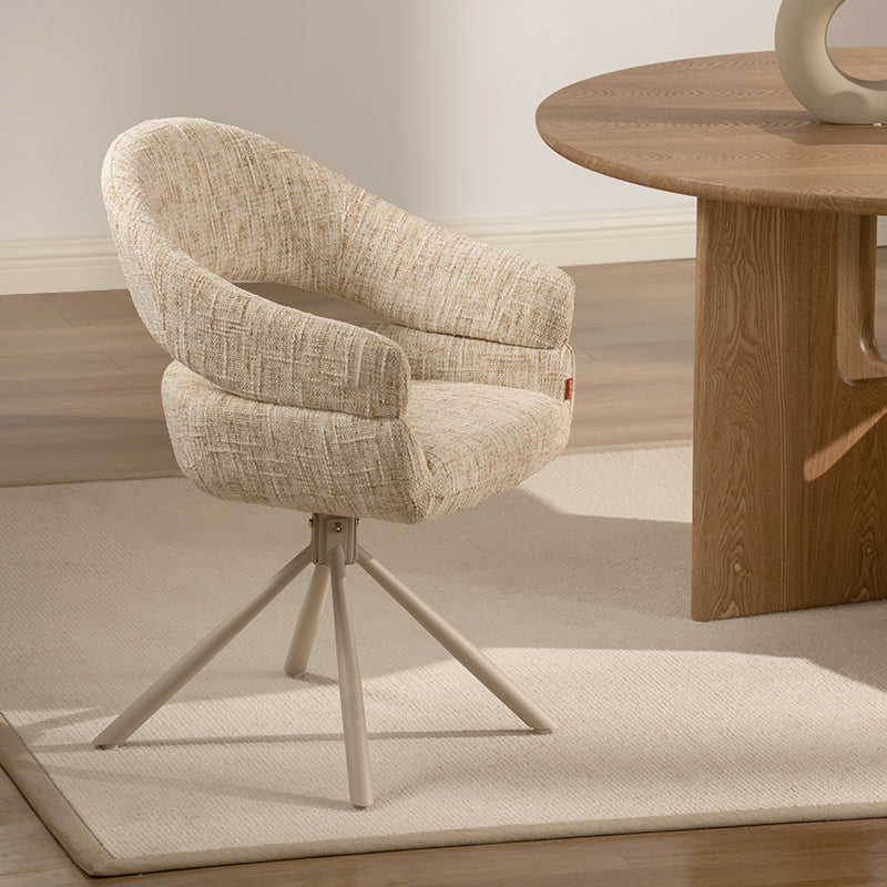 Silla de comedor con reposabrazos giratoria a 360° Briar [Juego de 1] [Tejido efecto lino]