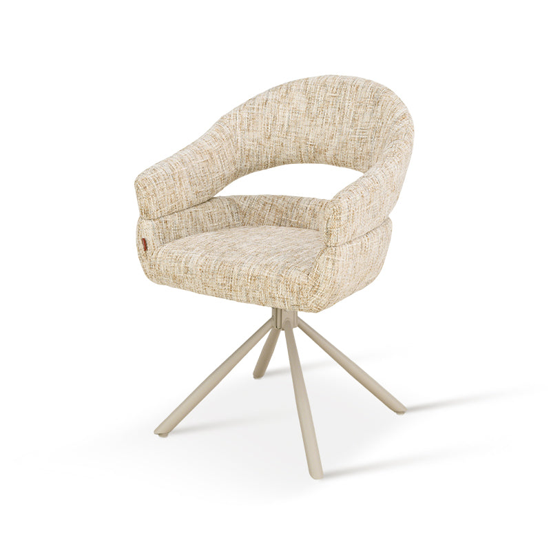Silla de comedor con reposabrazos giratoria a 360° Briar [Juego de 1] [Tejido efecto lino]
