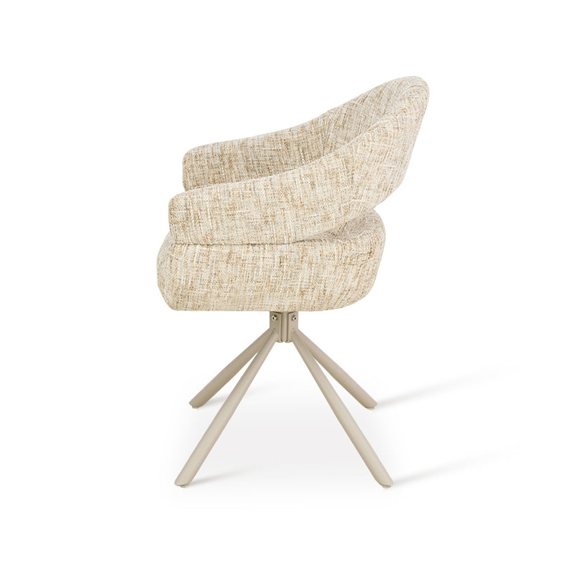 Silla de comedor con reposabrazos giratoria a 360° Briar [Juego de 1] [Tejido efecto lino]