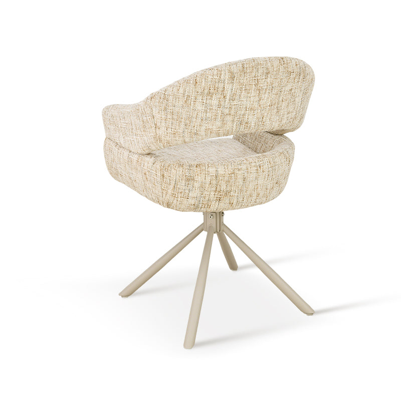 Silla de comedor con reposabrazos giratoria a 360° Briar [Juego de 1] [Tejido efecto lino]