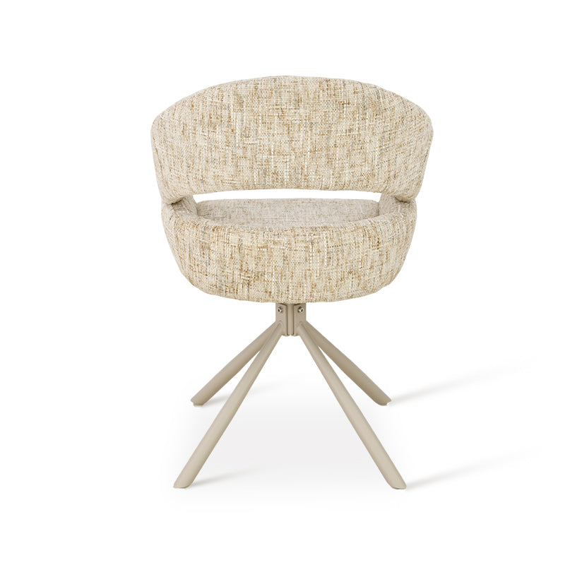 Silla de comedor con reposabrazos giratoria a 360° Briar [Juego de 1] [Tejido efecto lino]
