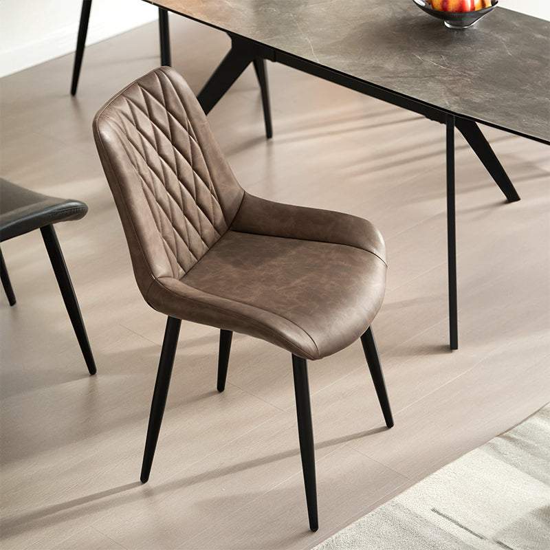 Silla de piel sintética, Silla de comedor OFCASA，Silla de piel OFCASA，Silla de comedor clásica en piel，Silla de comedor verde，Silla de comedor marrón，Decoración de interiores，Muebles de cocina，Sillón monolítico，Sillón de comedor，Juego de sillones