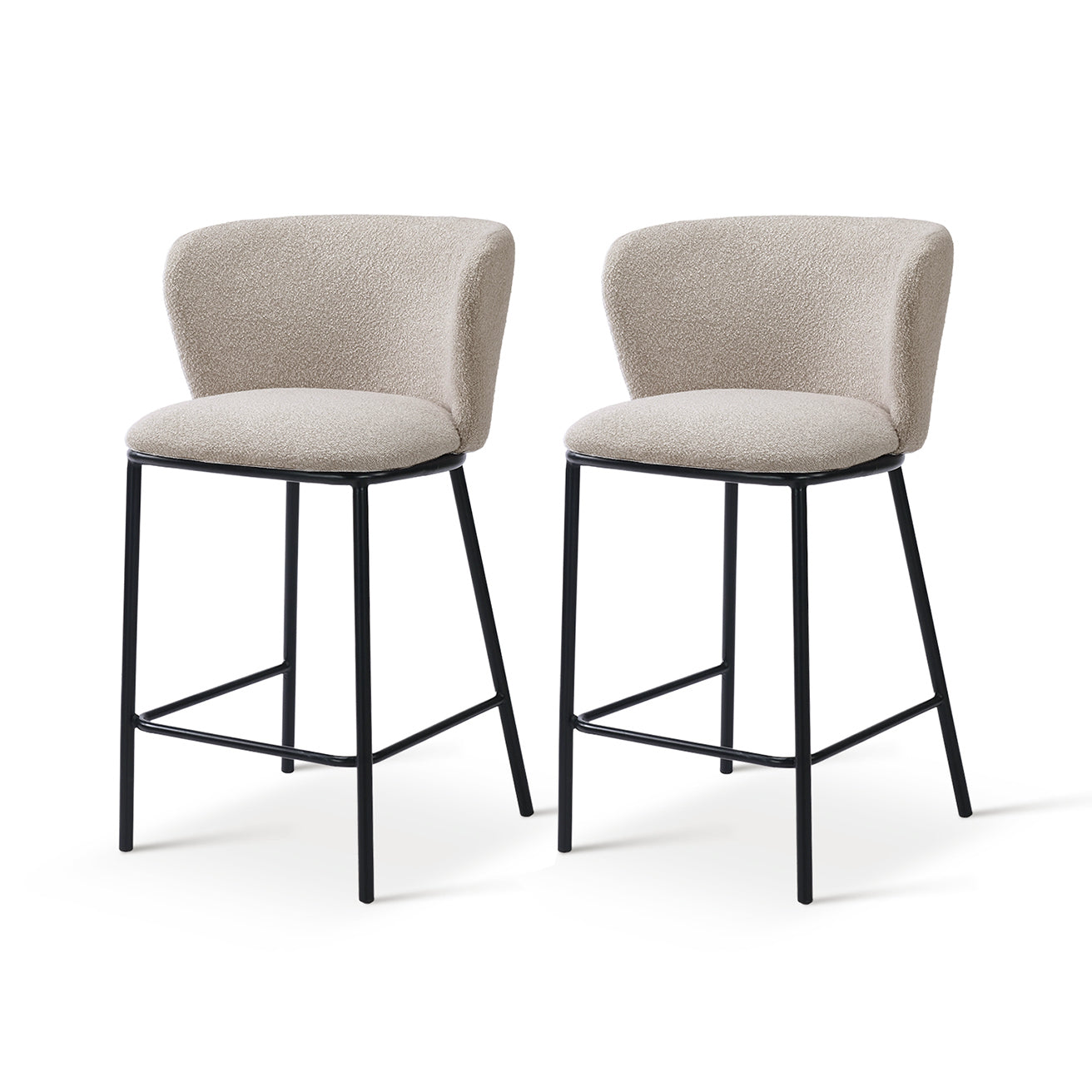 Taburete de bar Karin con respaldo curvado y acolchado suave, perfecto para brunchs y reuniones