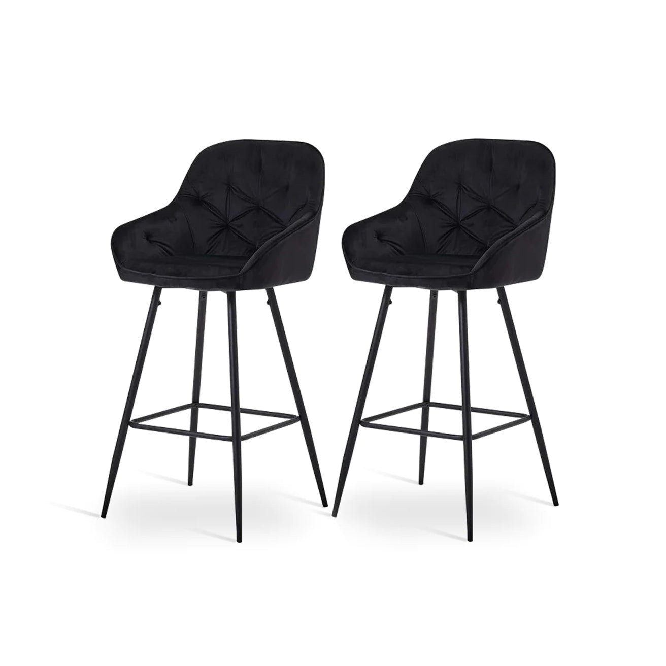 Taburete de barra Keaton en gris con estructura de acero negro, ideal para islas de cocina modernas – OFCASA