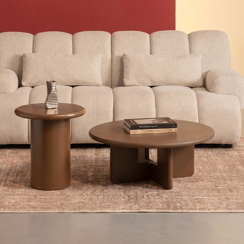 Conjunto de mesa auxiliar redonda Aine Orin [Marrón][Mate]