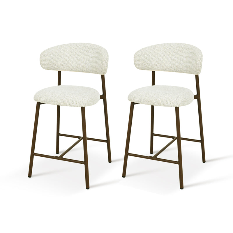 Taburete Zahra S 65cm con respaldo [Juego de 2] [Tejido efecto lino]