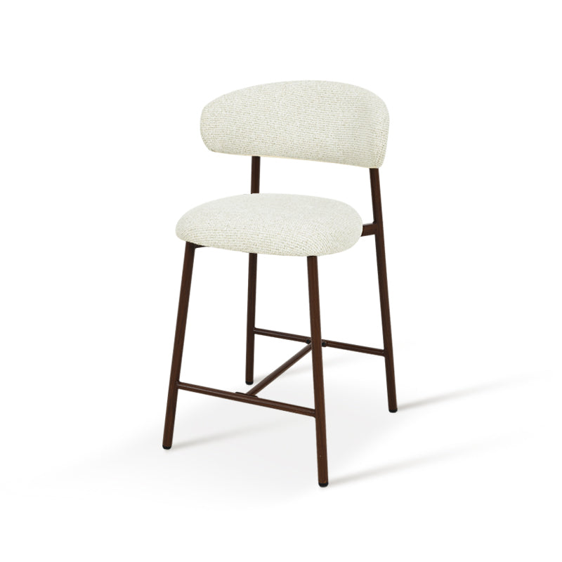 Taburete Zahra S 65cm con respaldo [Juego de 2] [Tejido efecto lino]