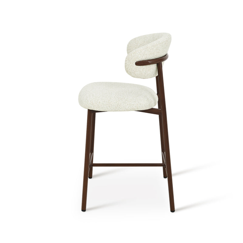 Taburete Zahra S 65cm con respaldo [Juego de 2] [Tejido efecto lino]