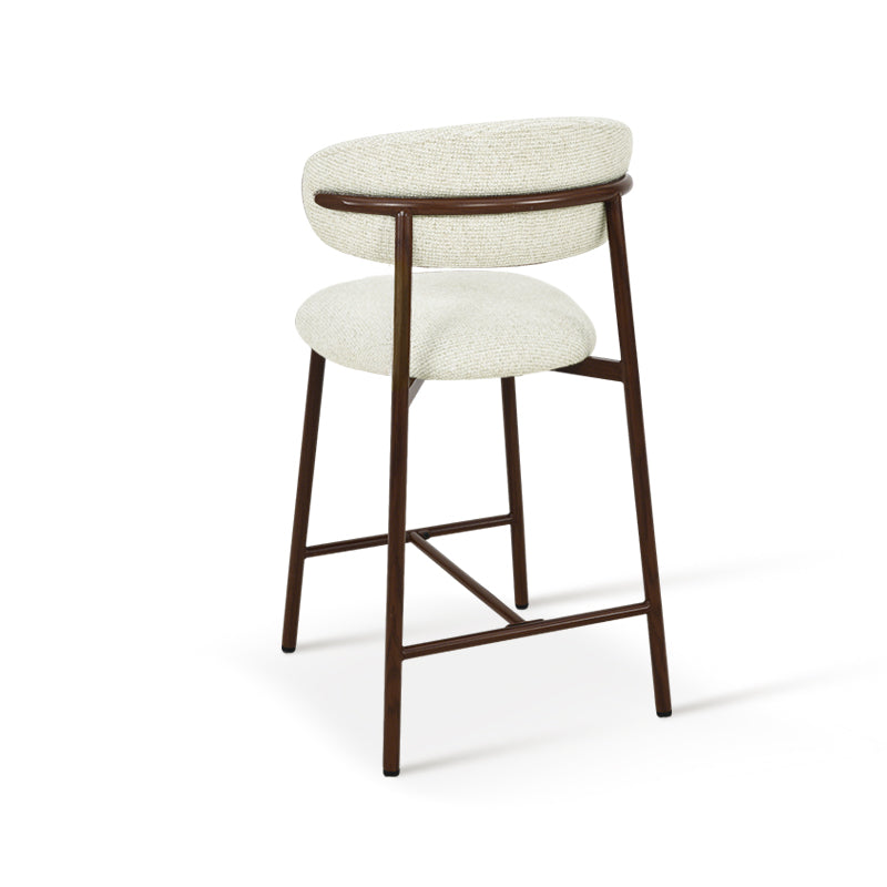 Taburete Zahra S 65cm con respaldo [Juego de 2] [Tejido efecto lino]