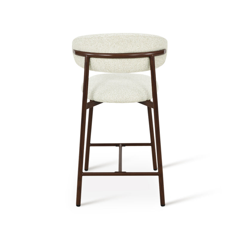 Taburete Zahra S 65cm con respaldo [Juego de 2] [Tejido efecto lino]