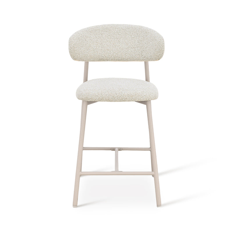 Taburete Zahra S 65cm con respaldo [Juego de 2] [Tejido efecto lino]