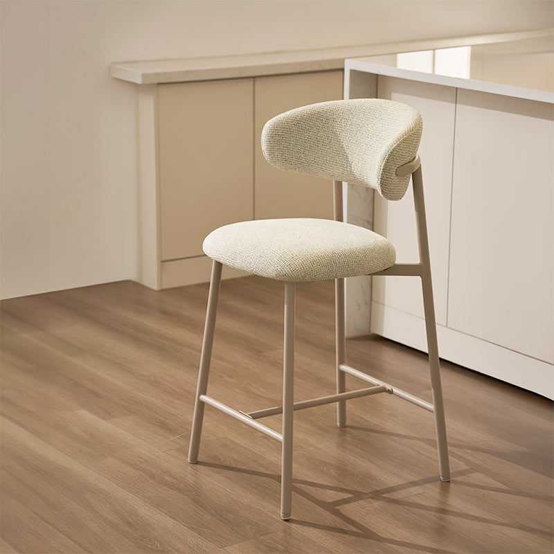 Taburete Zahra S 65cm con respaldo [Juego de 2] [Tejido efecto lino]