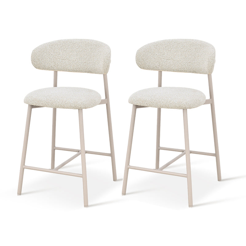 Taburete Zahra S 65cm con respaldo [Juego de 2] [Tejido efecto lino]