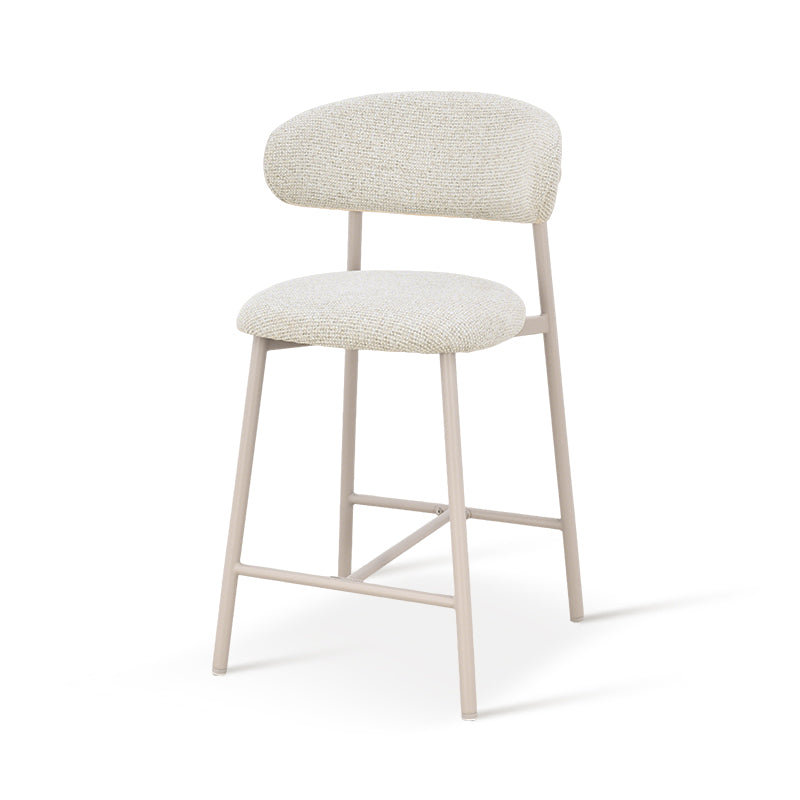 Taburete Zahra S 65cm con respaldo [Juego de 2] [Tejido efecto lino]
