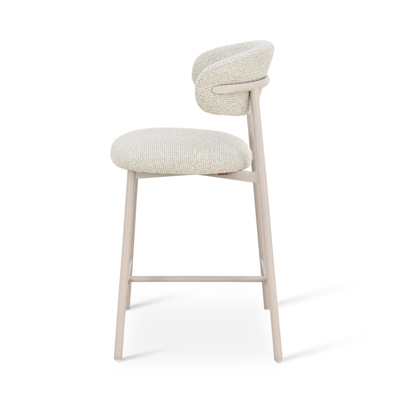 Taburete Zahra S 65cm con respaldo [Juego de 2] [Tejido efecto lino]