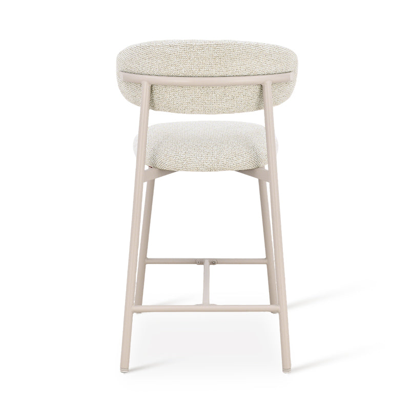 Taburete Zahra S 65cm con respaldo [Juego de 2] [Tejido efecto lino]